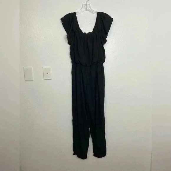 Express Black Off Shoulder Romper Jumpsuit - Picture 3 of 5